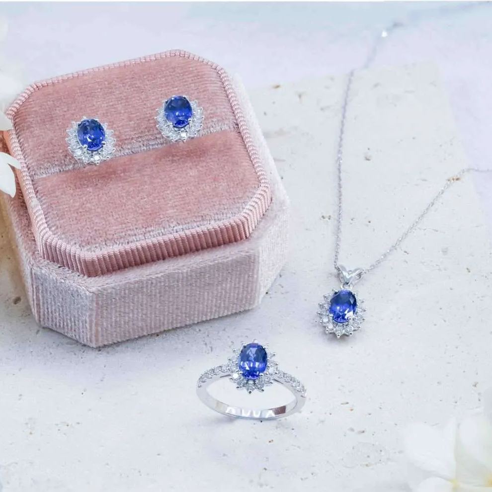 清雅光環培育寶石耳環