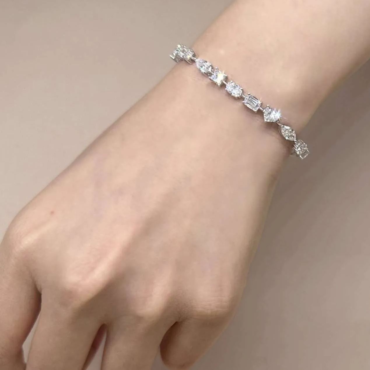 花式形狀培育鑽石網球手鏈