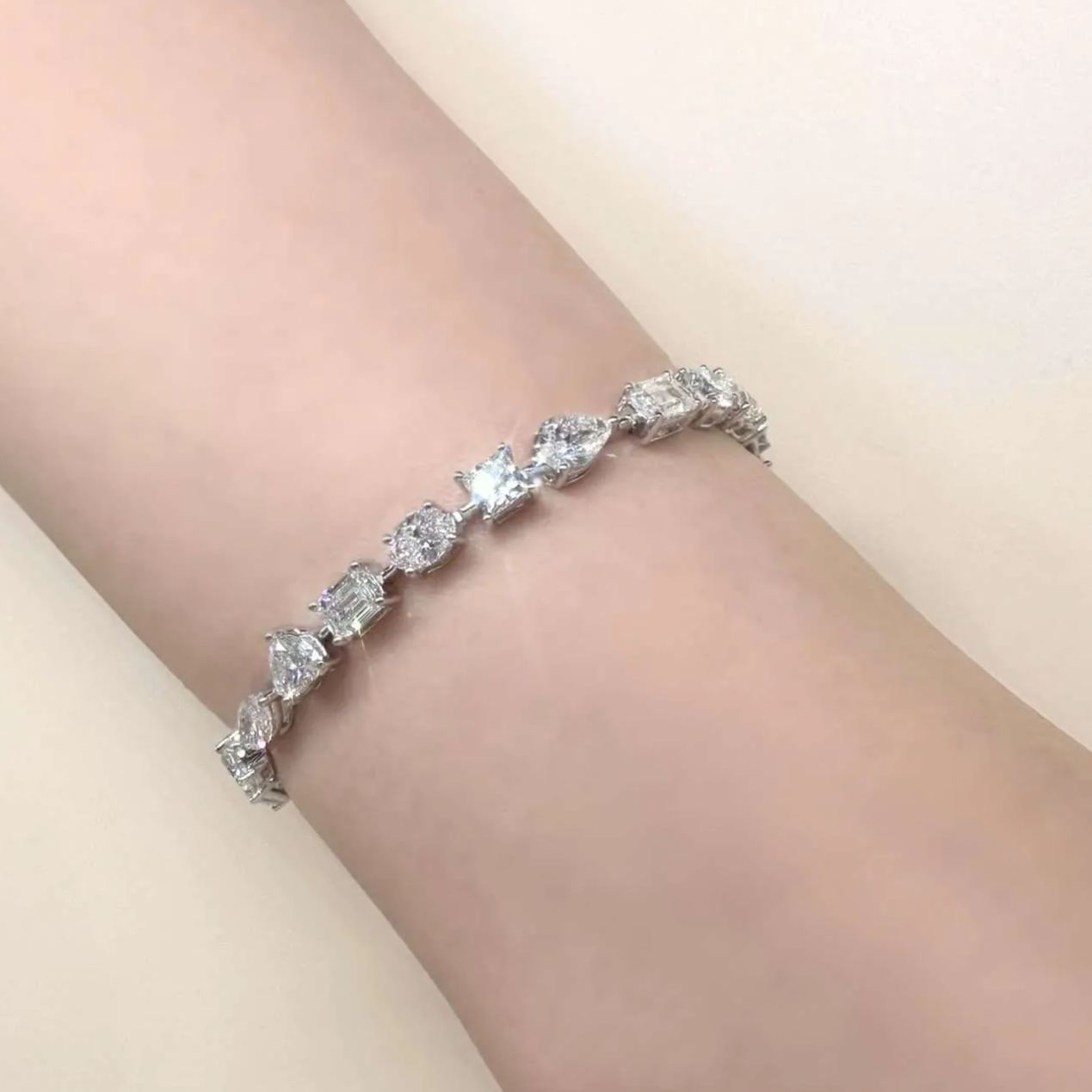 花式形狀培育鑽石網球手鏈