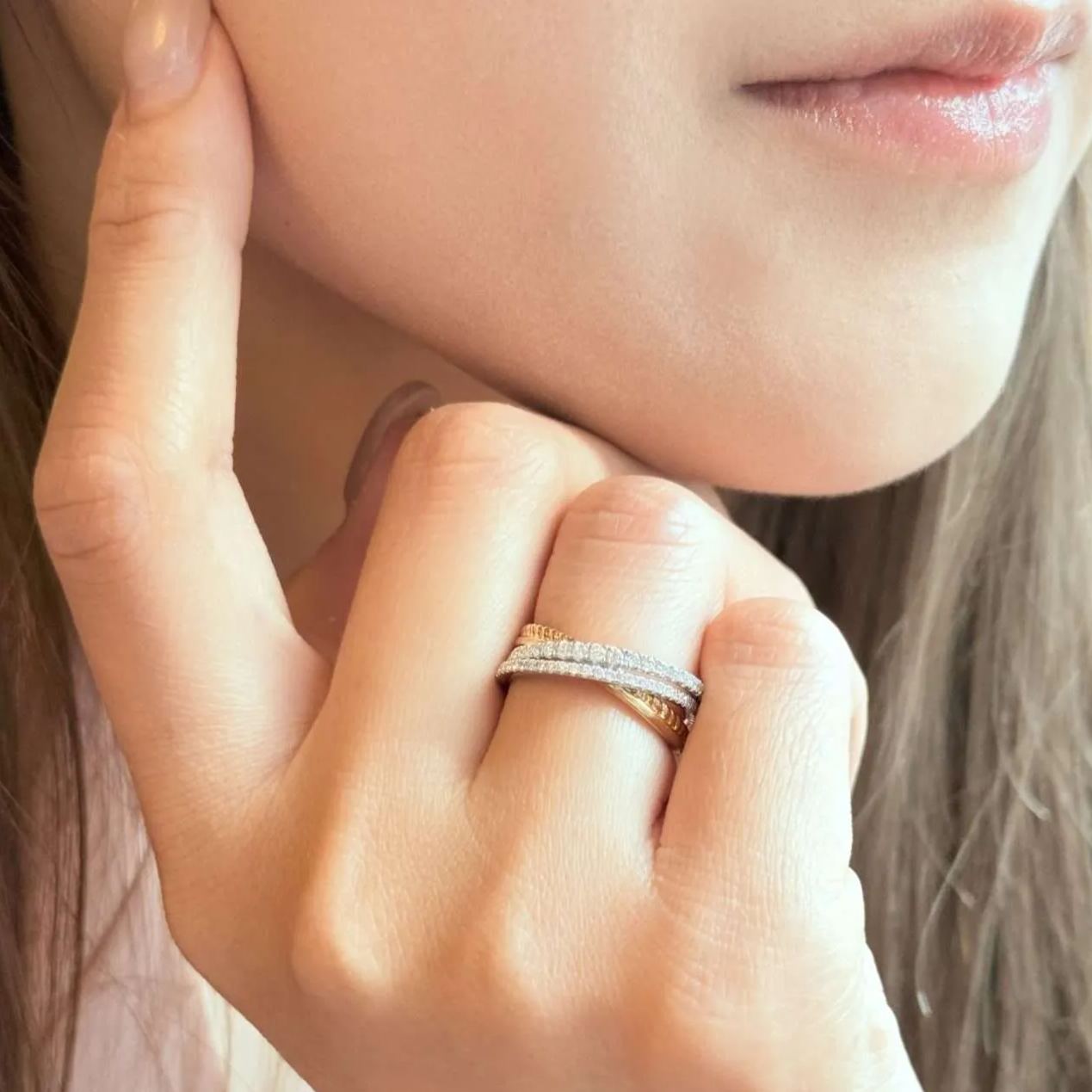 時尚交叉培育鑽石戒指