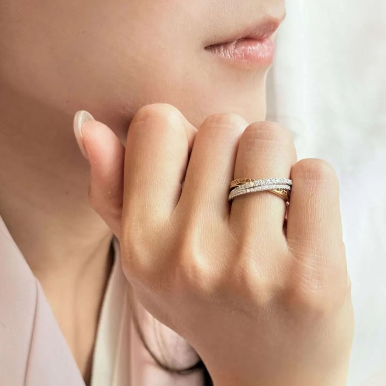 時尚交叉培育鑽石戒指