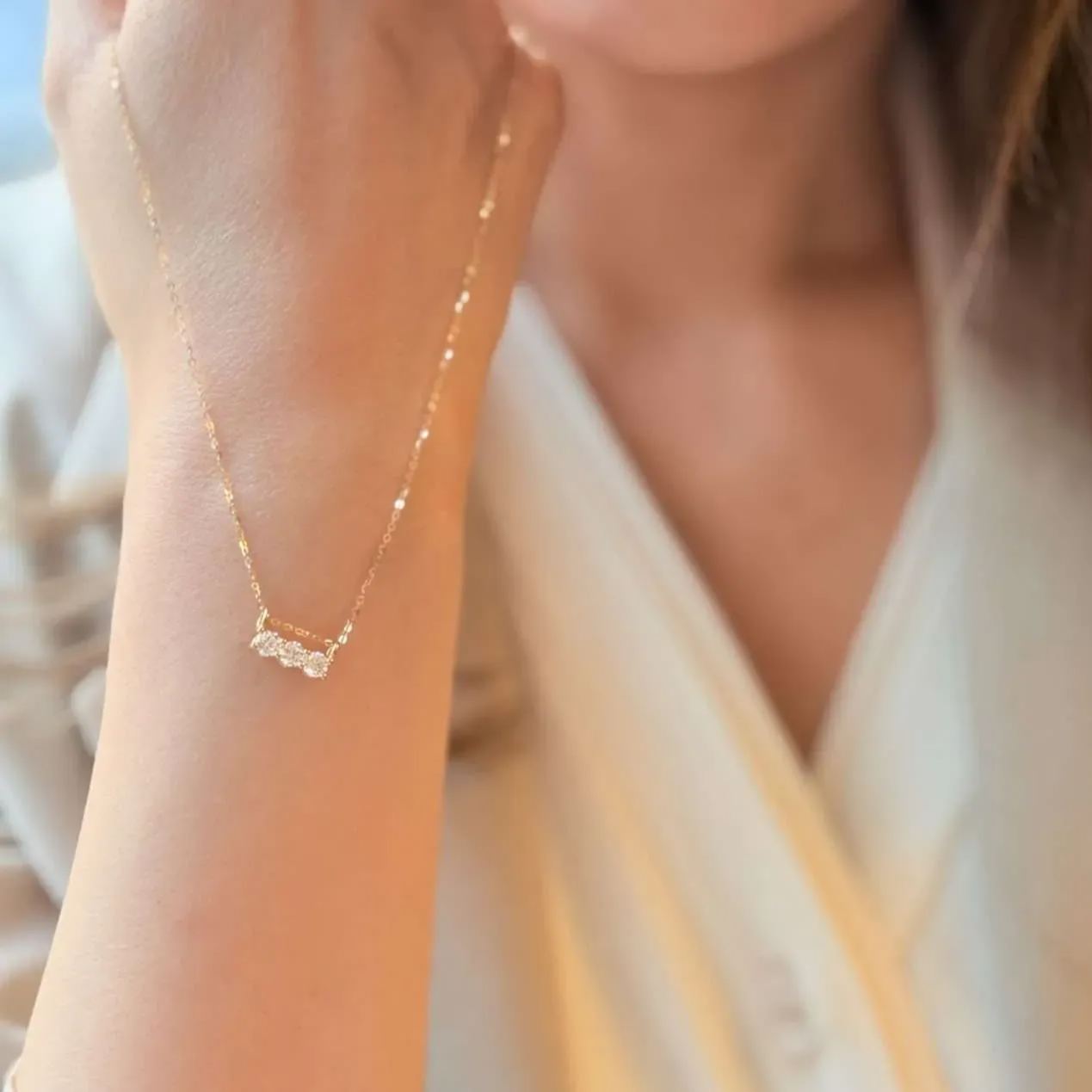 三鑽培育鑽石頸鏈