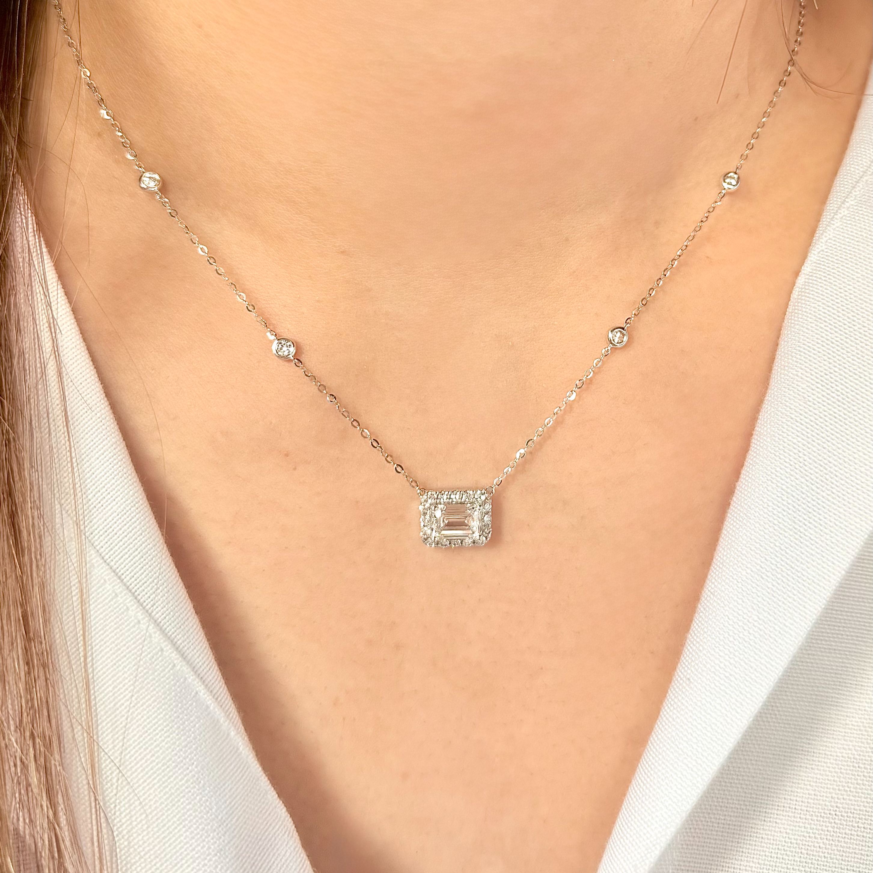 1卡小方糖培育鑽石連18K水泡頸鏈