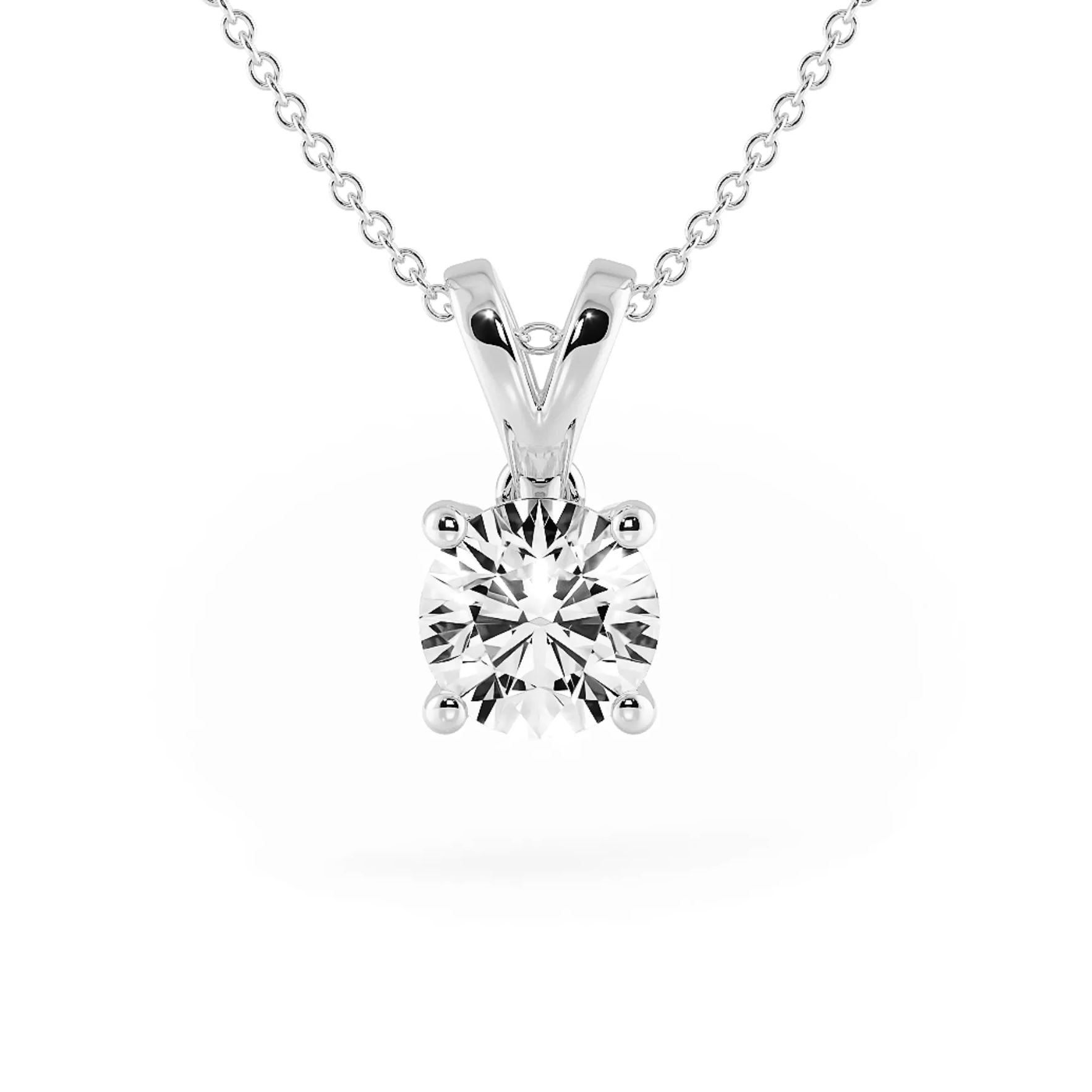 四爪雙環培育鑽石吊墜連18K頸鏈 (0.3ct) 