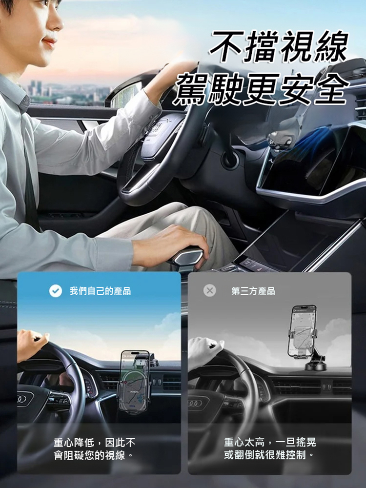 【不挑車型】自動鎖定車載手機支架