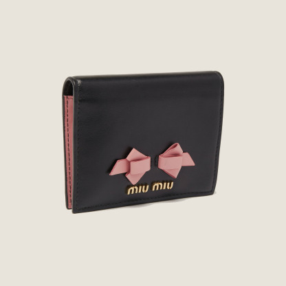 レザー ピンク リボン レディース 2つ折り財布