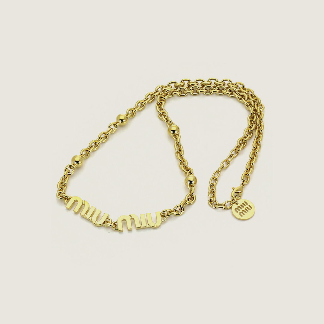 ミュウミュウ MIUMIU ネックレス ペンダント 5IC059 2F7U MIU LOGO CHAIN レディース 女性 アクセサリー ロゴ 