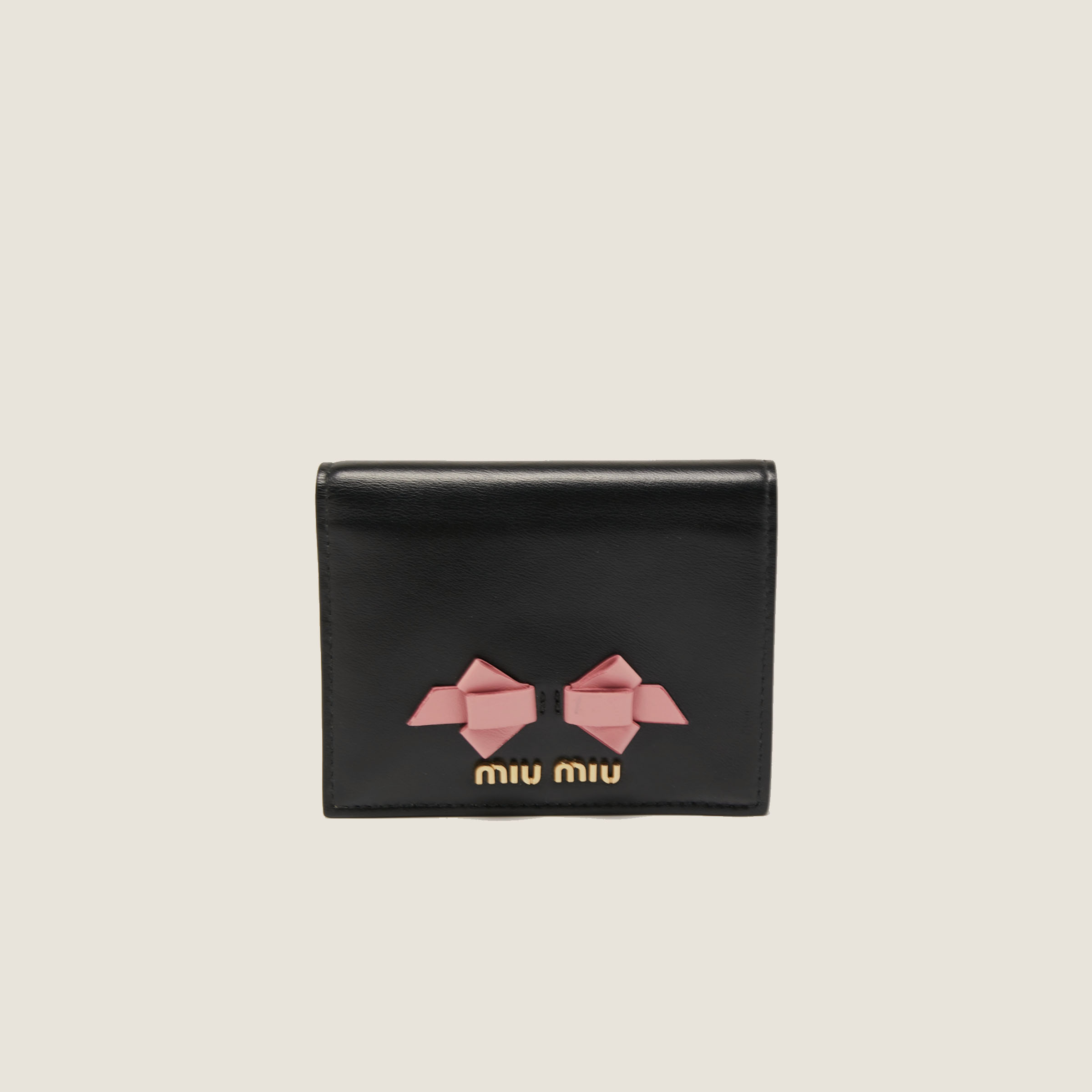 レザー ピンク リボン レディース 2つ折り財布