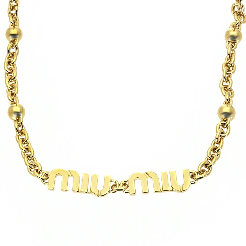 ミュウミュウ MIUMIU ネックレス ペンダント 5IC059 2F7U MIU LOGO CHAIN レディース 女性 アクセサリー ロゴ 