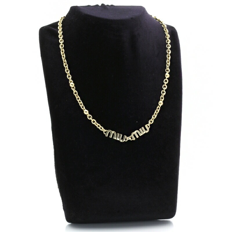 ミュウミュウ MIUMIU ネックレス ペンダント 5IC059 2F7U MIU LOGO CHAIN レディース 女性 アクセサリー ロゴ 
