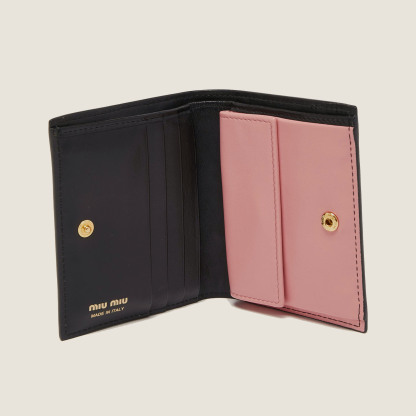 レザー ピンク リボン レディース 2つ折り財布