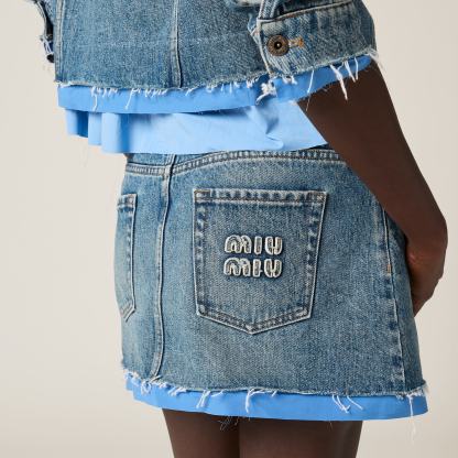 デニムxポプリン ミニスカート