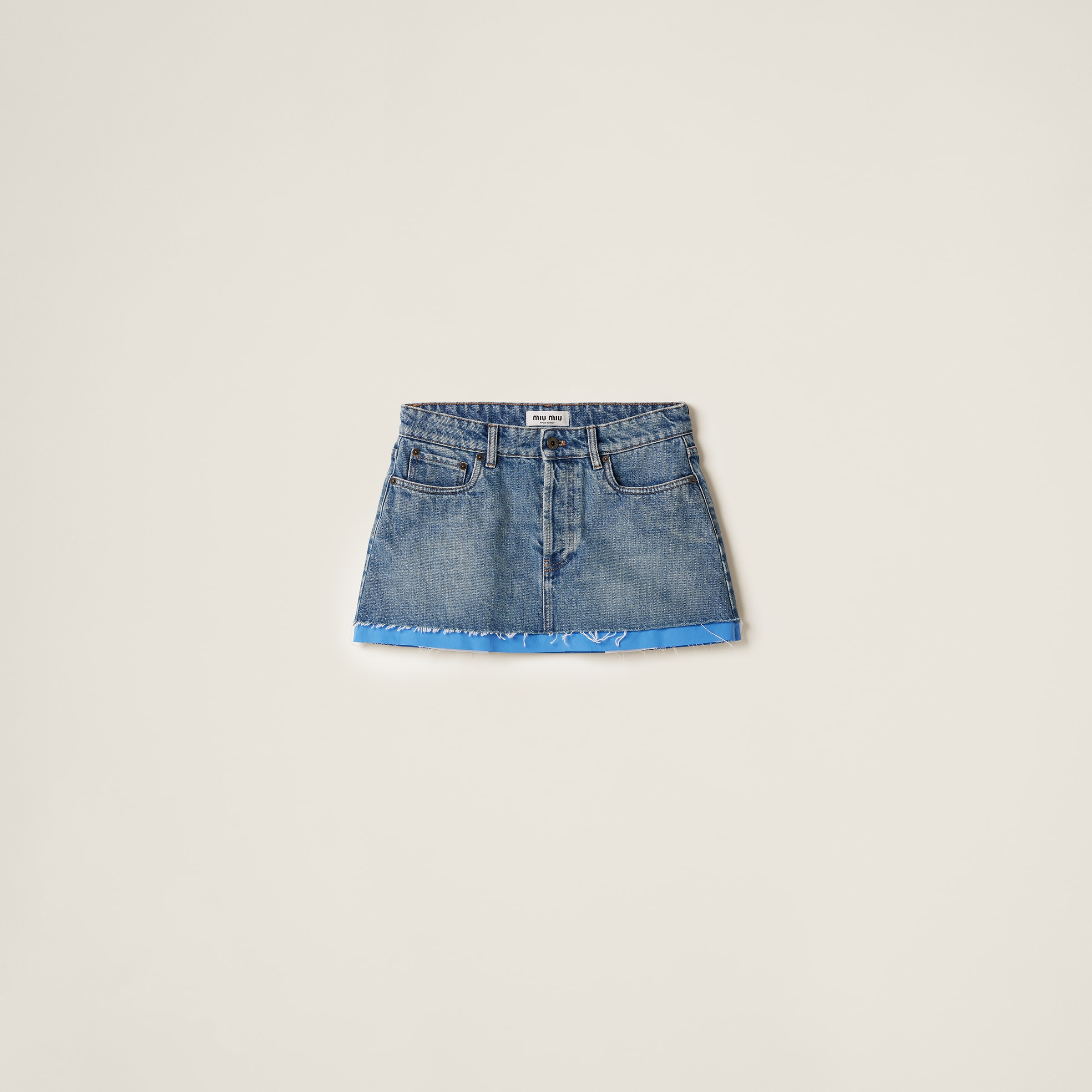 デニムxポプリン ミニスカート