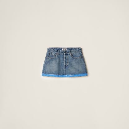 デニムxポプリン ミニスカート