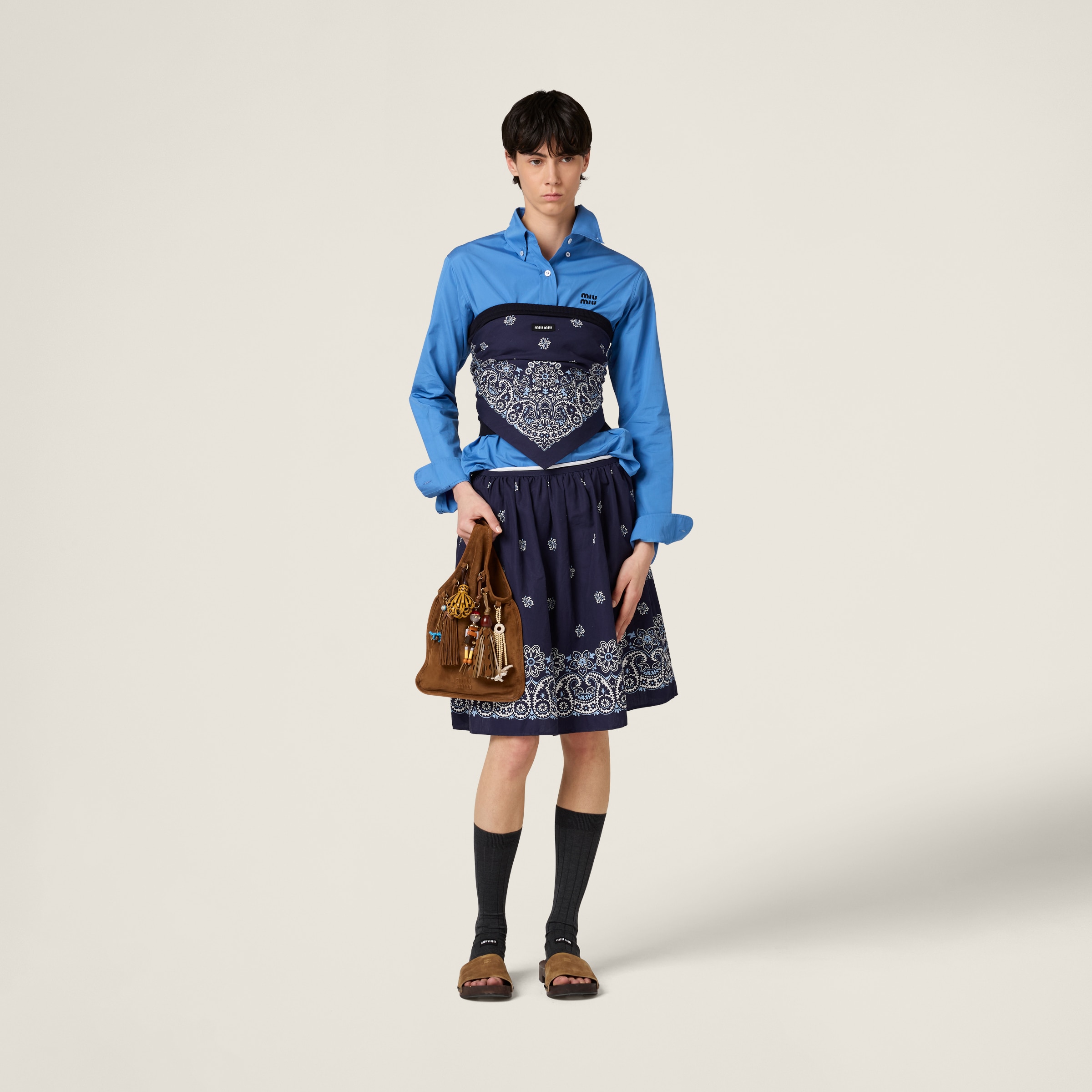 プリント スラブ ポプリン スカート