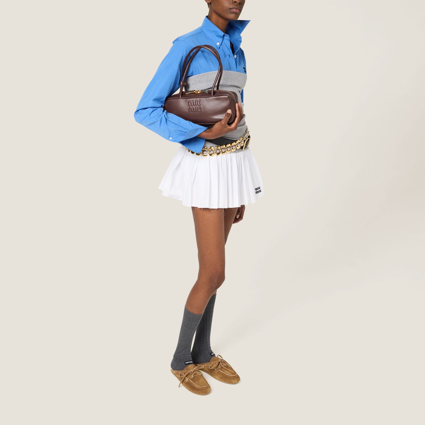 ポプリンとジャージー ミニスカート