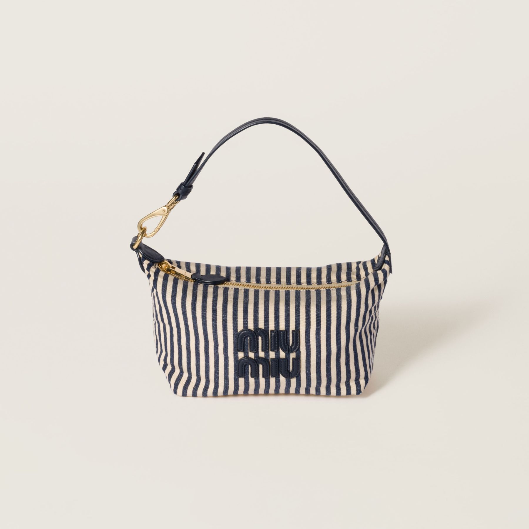 ロゴ付 ジャカードファブリック ポーチ