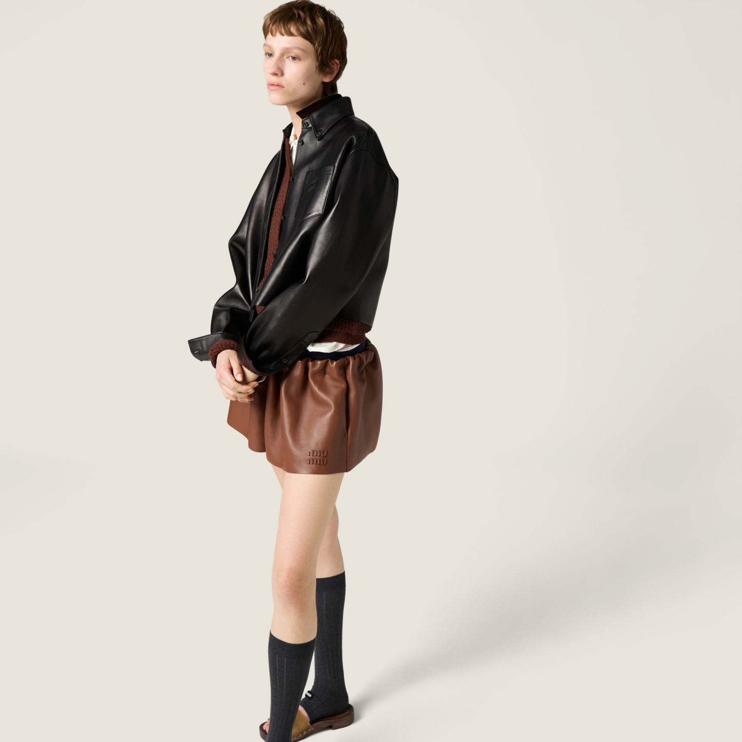 プランジェ ナッパレザー ミニスカート