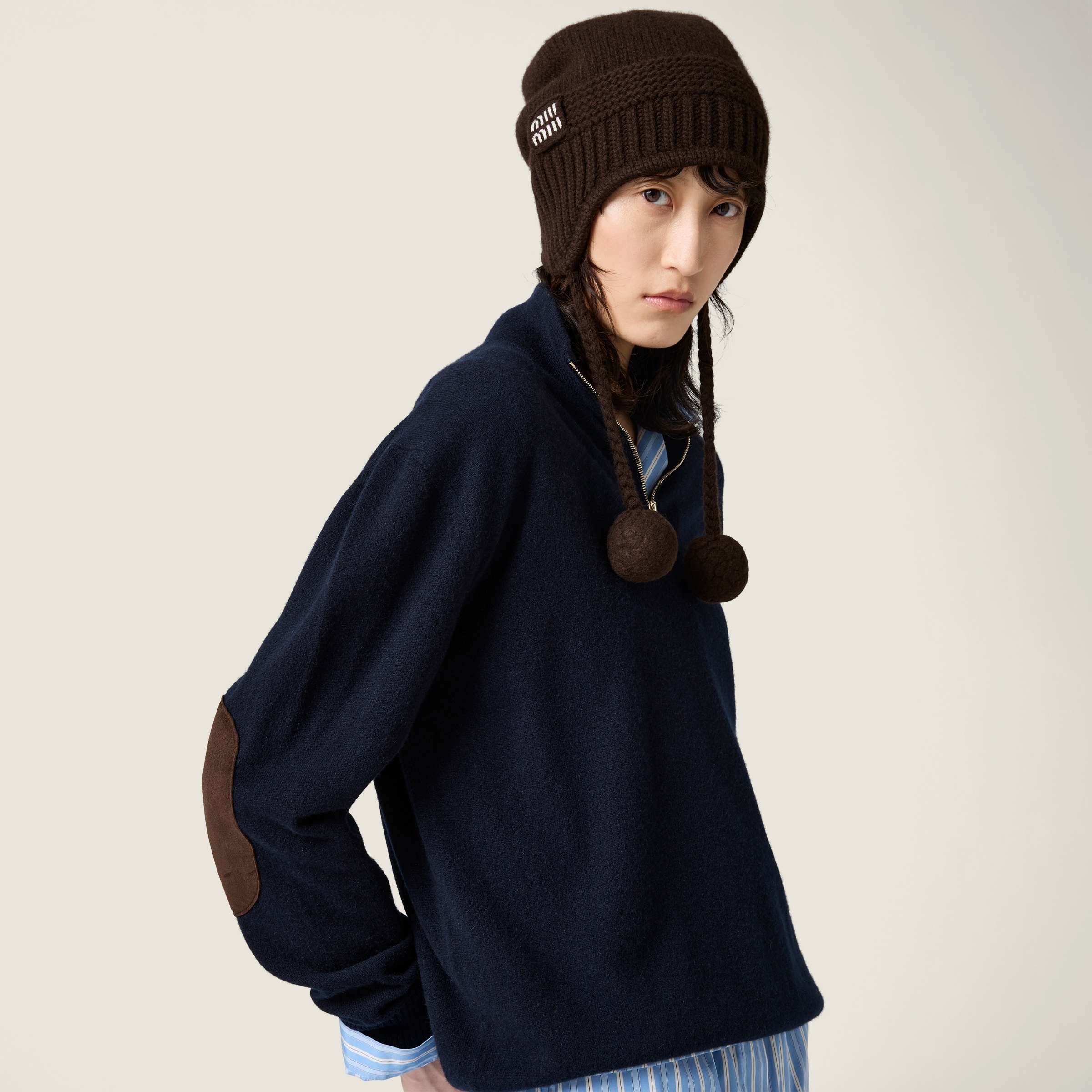 MIU MIU ウールxカシミア ハット　グレー ウールxカシミア ハット – MIU MIU（ミュウミュウ） アウトレット 公式