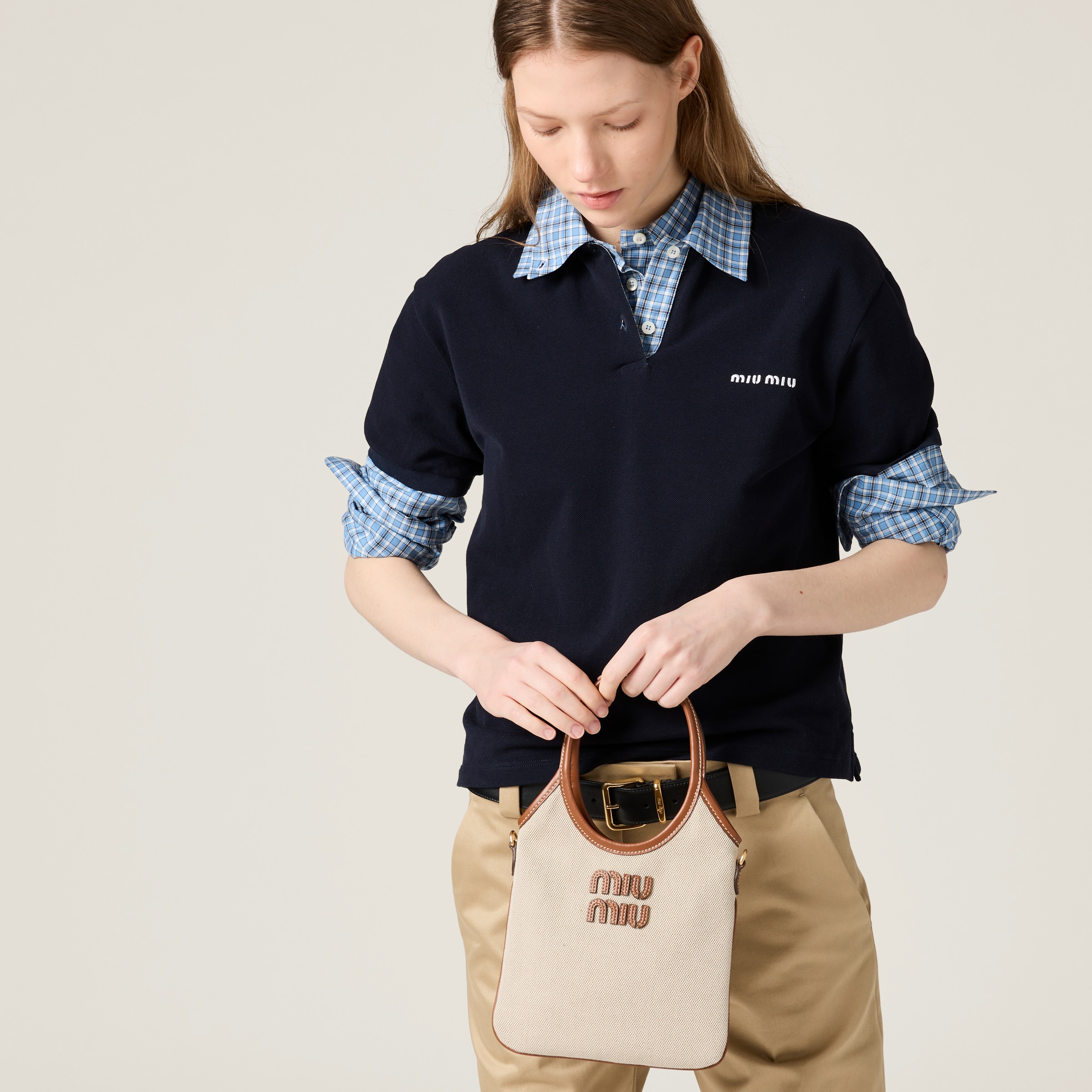 IVY キャンバスxレザー バッグ