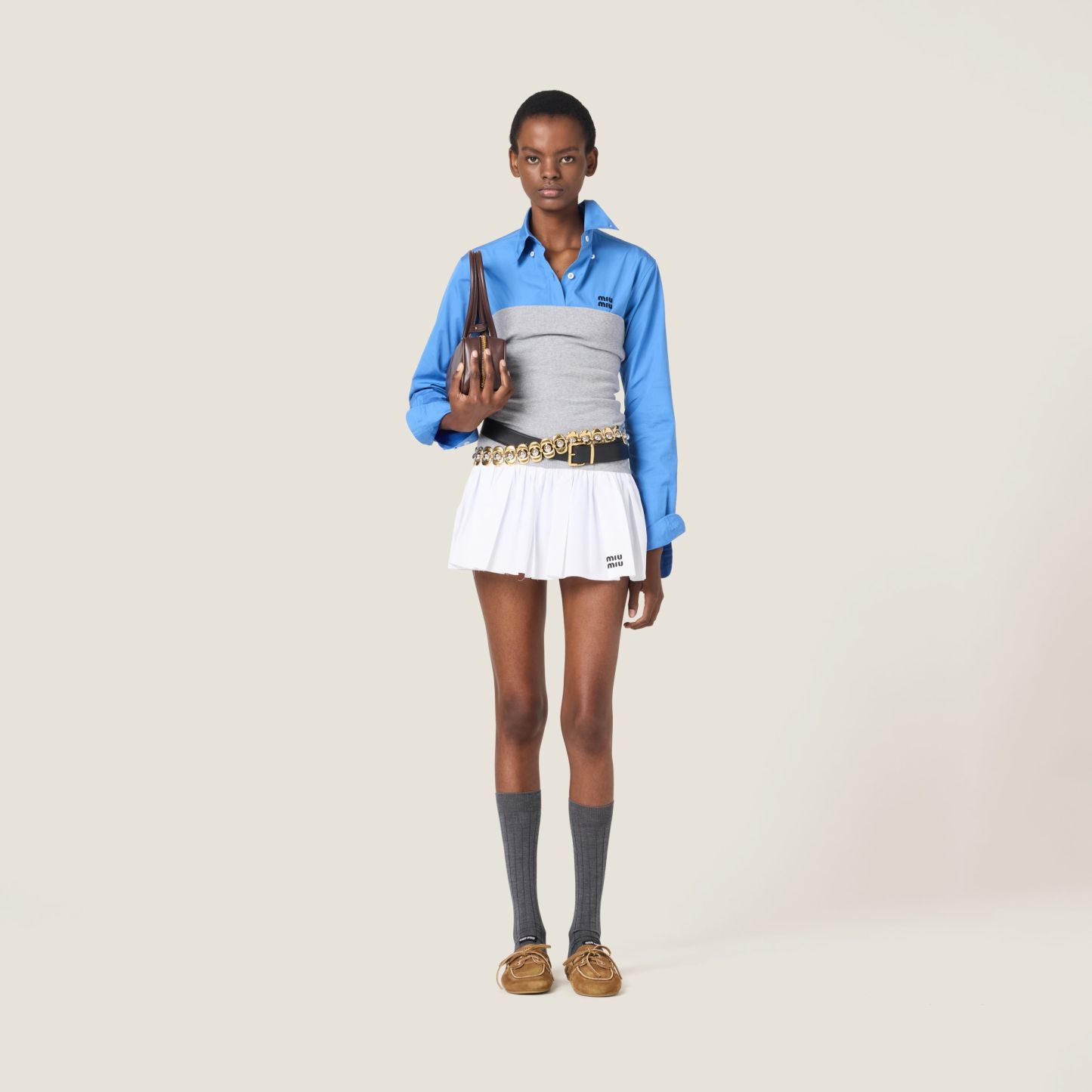 ポプリンとジャージー ミニスカート