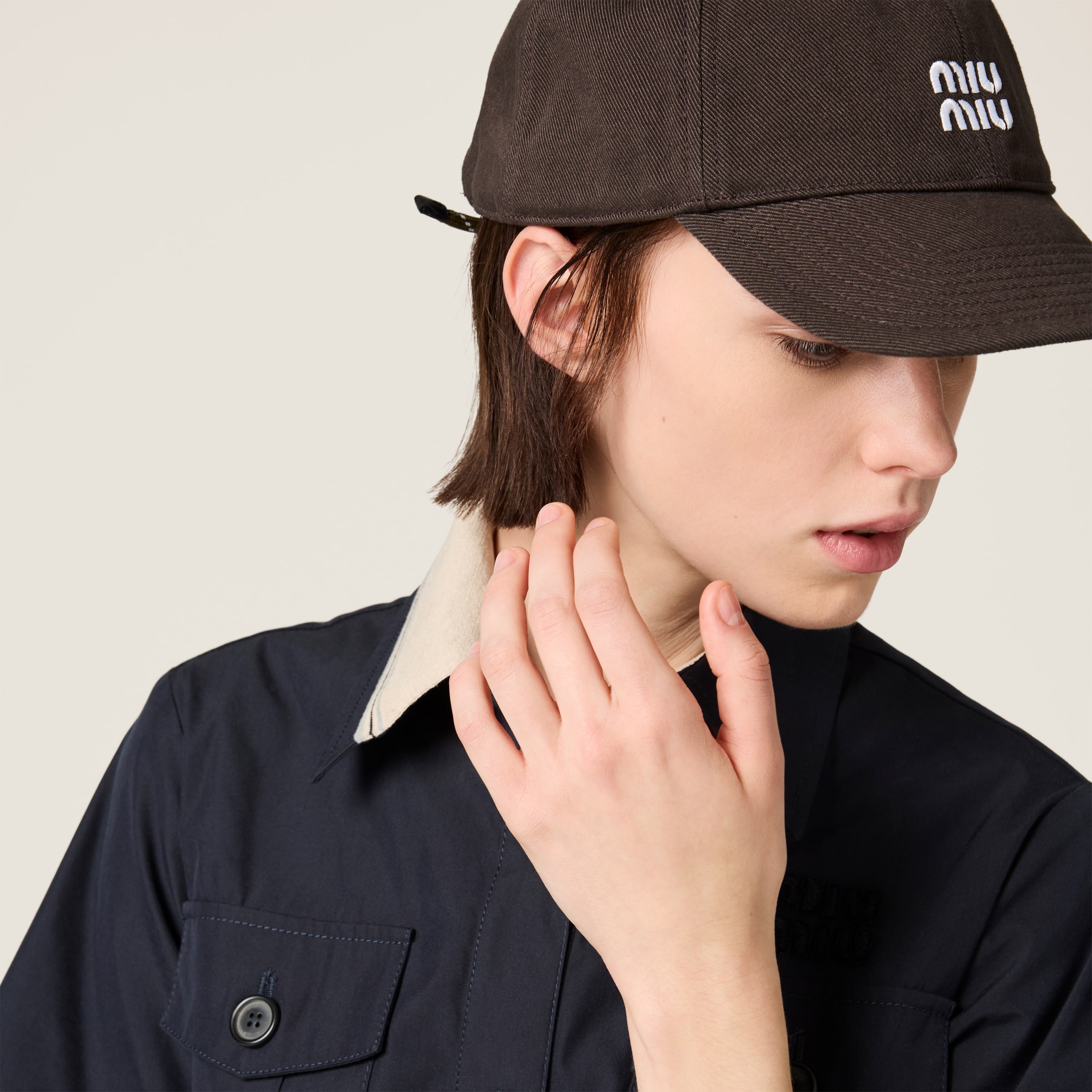 ミュウミュウ MIU MIU デニム ベースボールキャップ（帽子）
