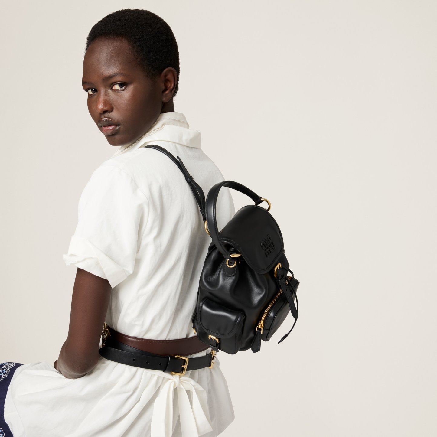 レザー バックパック  サイズ：22cm×18cm×11.5cm