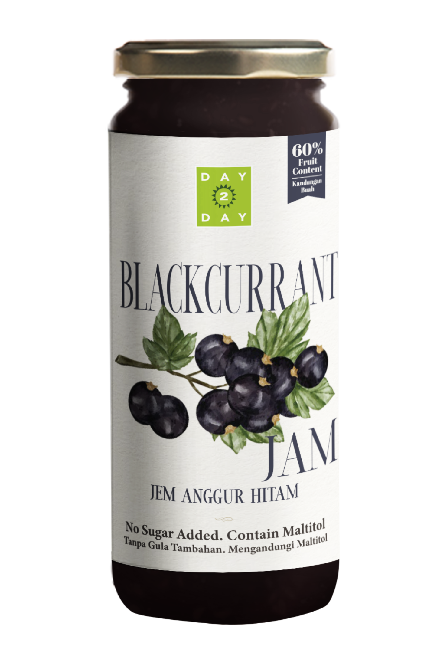 Day 2 Day No Sugar Added - Blackcurrant Jam 300g 
