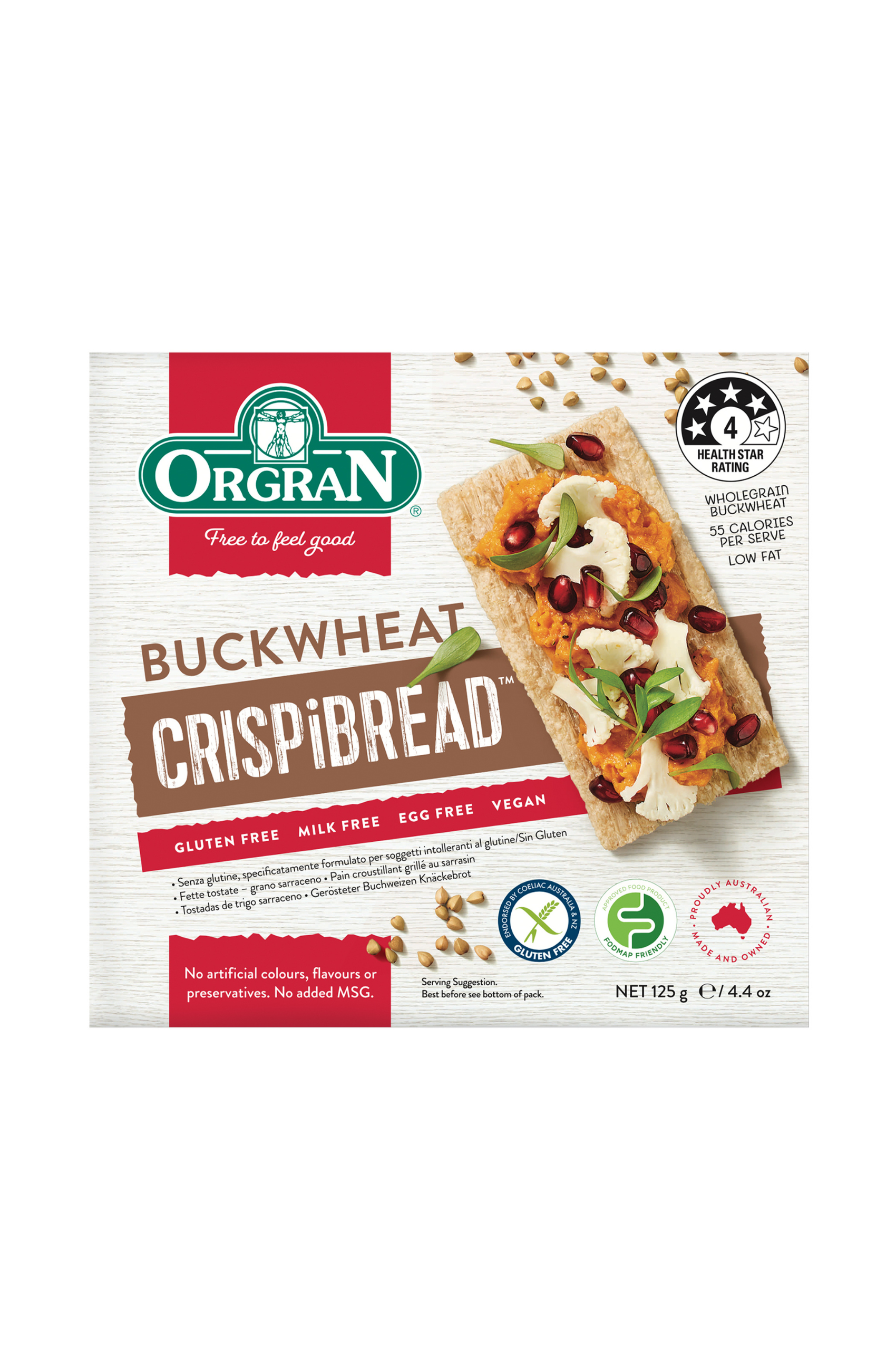 Orgran Gluten Free Toasted Buckwheat Crispibread 125g