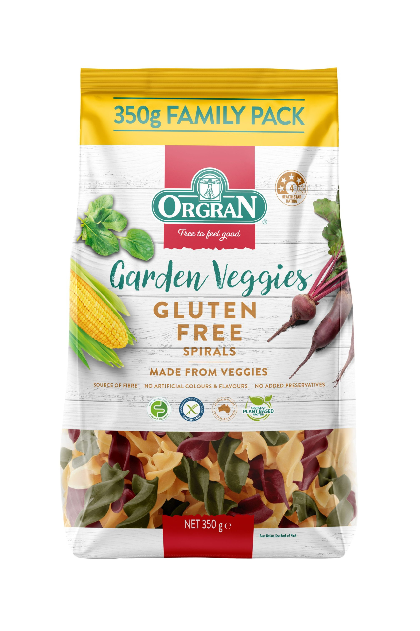 Orgran Gluten Free Garden Veggie Spirals Pasta 350g