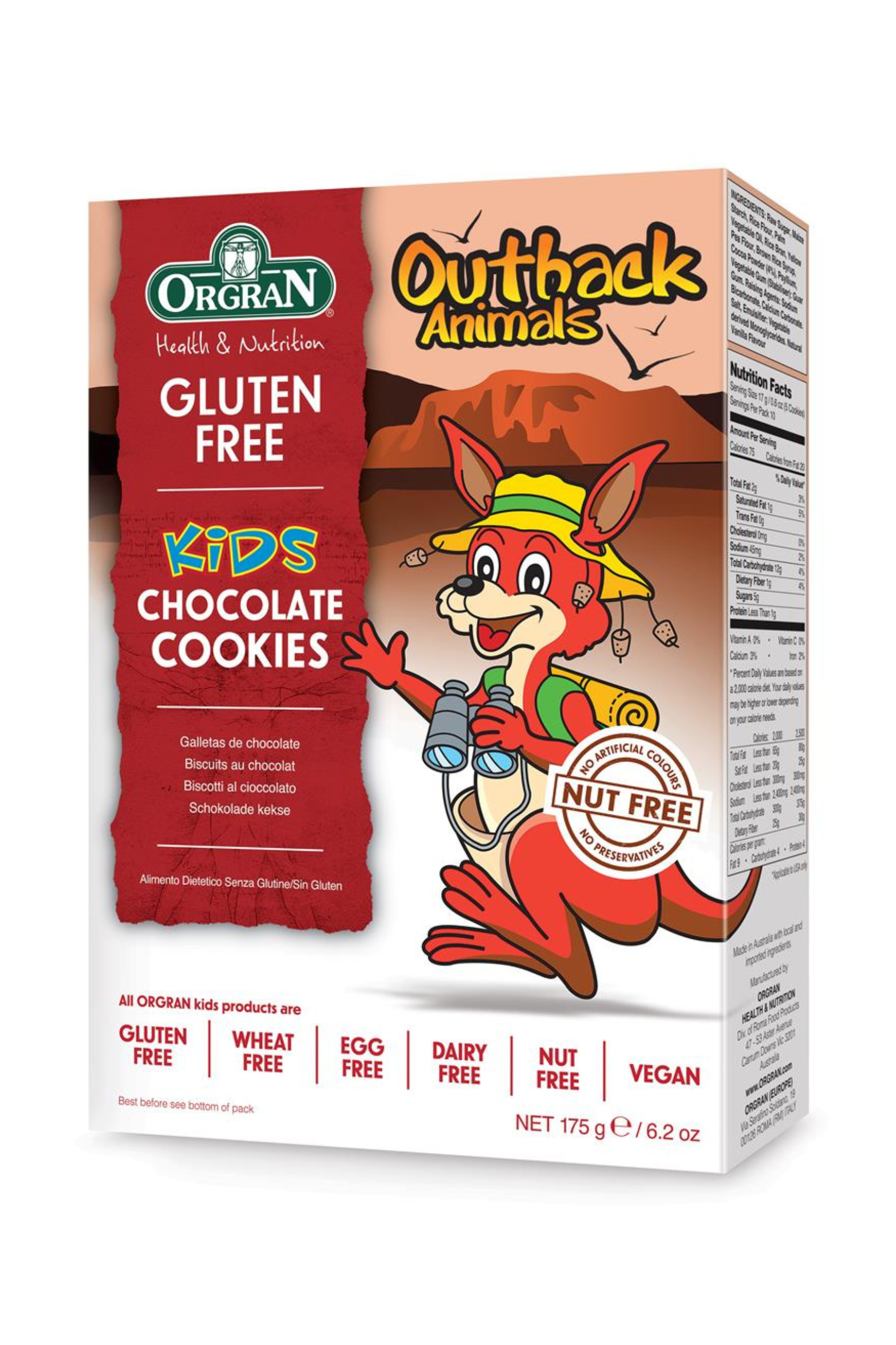 Orgran Gluten Free Outback Animals Chocolate Cookies 175g