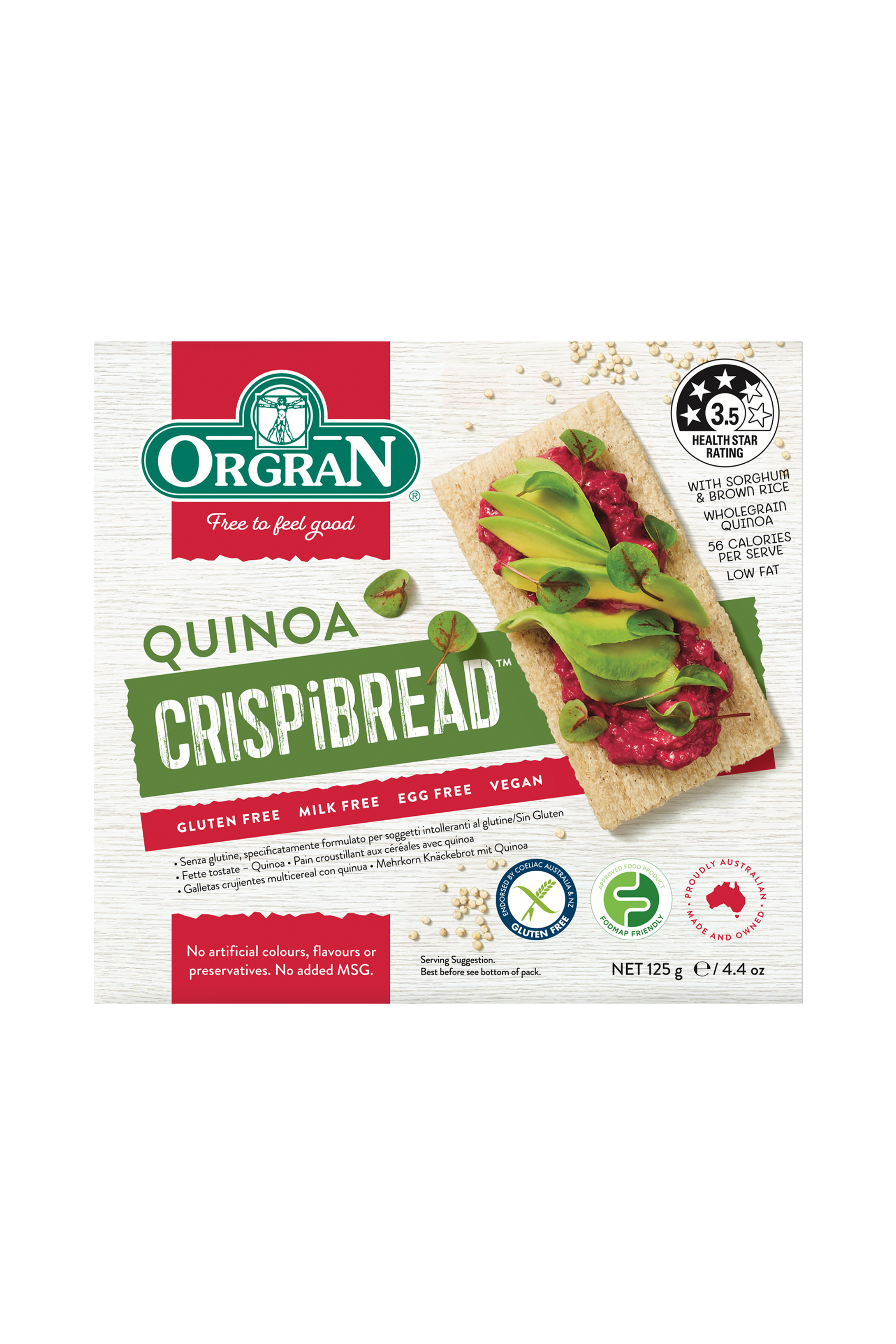 Orgran Gluten Free Multigrain Crispbread with Quinoa 125g