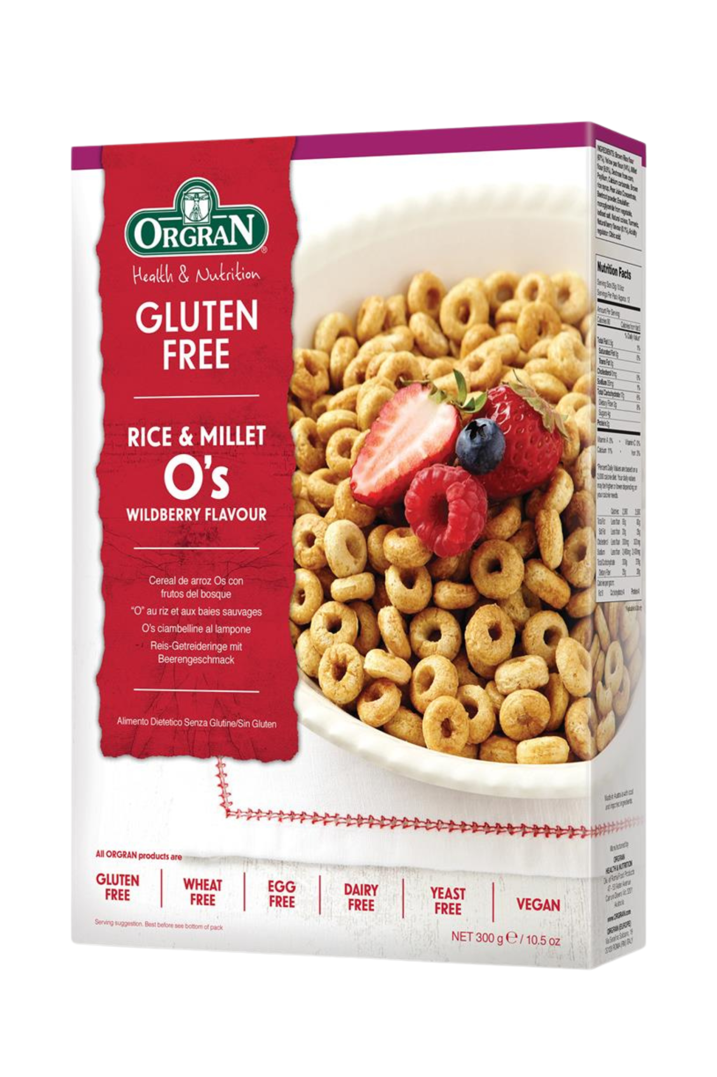 Orgran Gluten Free Rice & Millet O's Wildberry Breakfast Cereal 300g