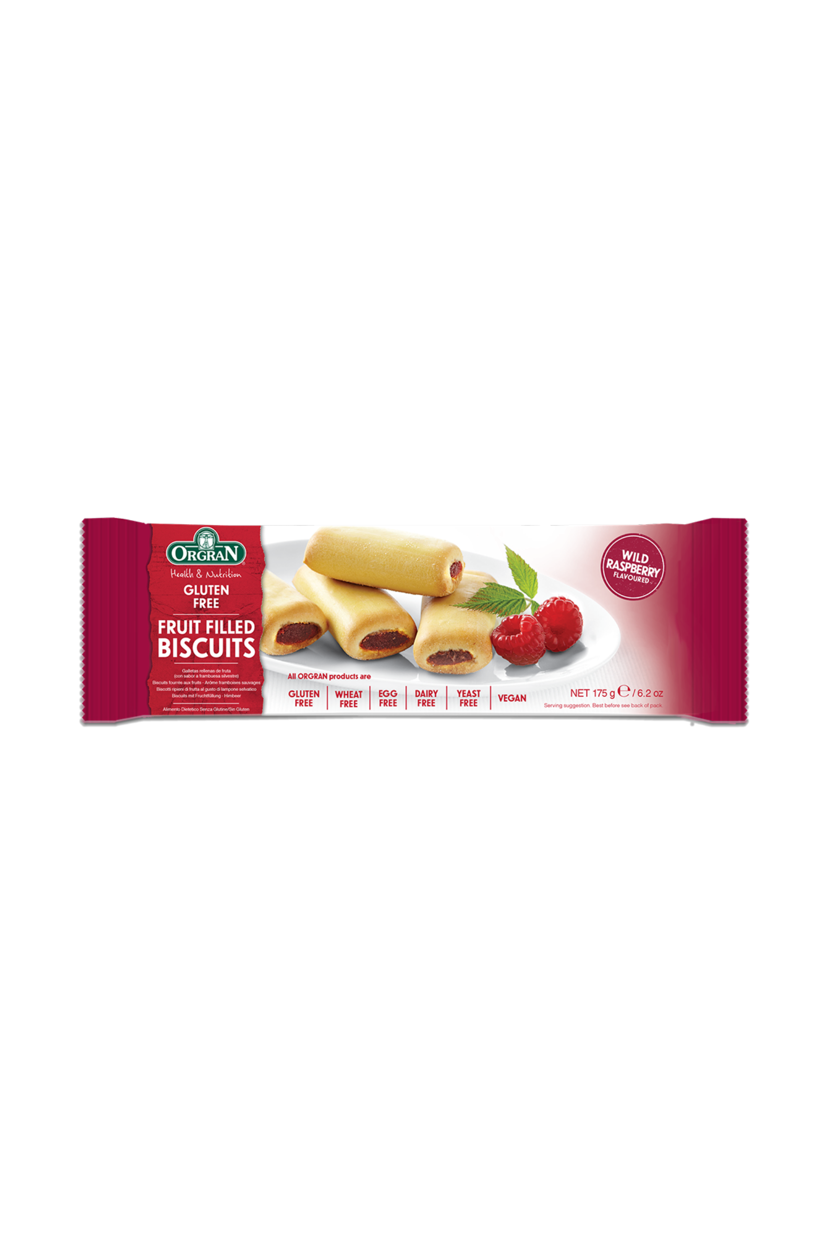 Orgran Gluten Free Wild Raspberry Fruit Filled Biscuits 175g
