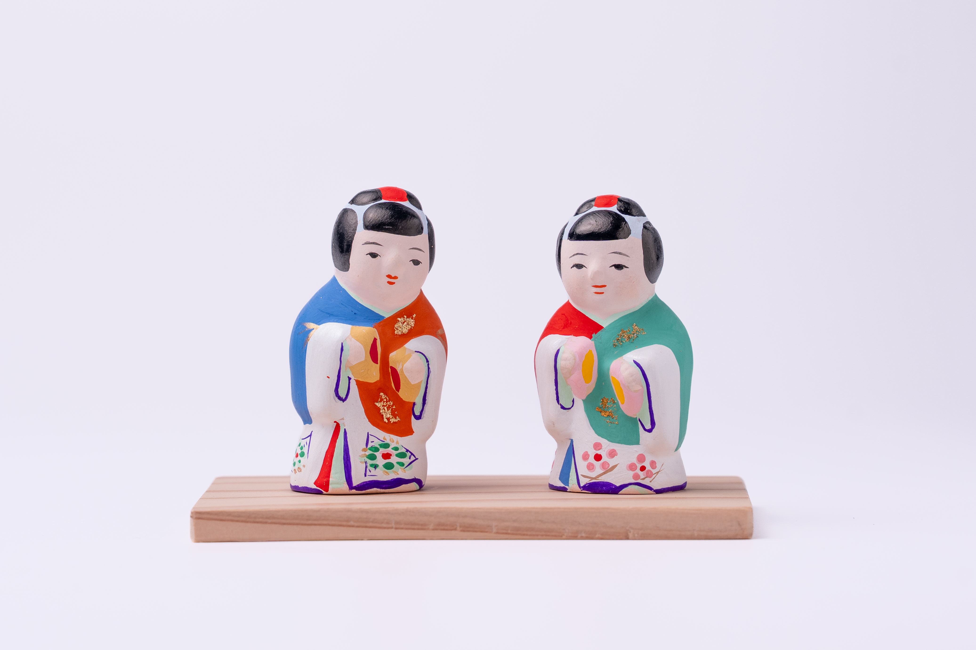 佐土原人形（高約 60 mm） 「饅頭喰い人形」日本×台灣限定雙人偶組