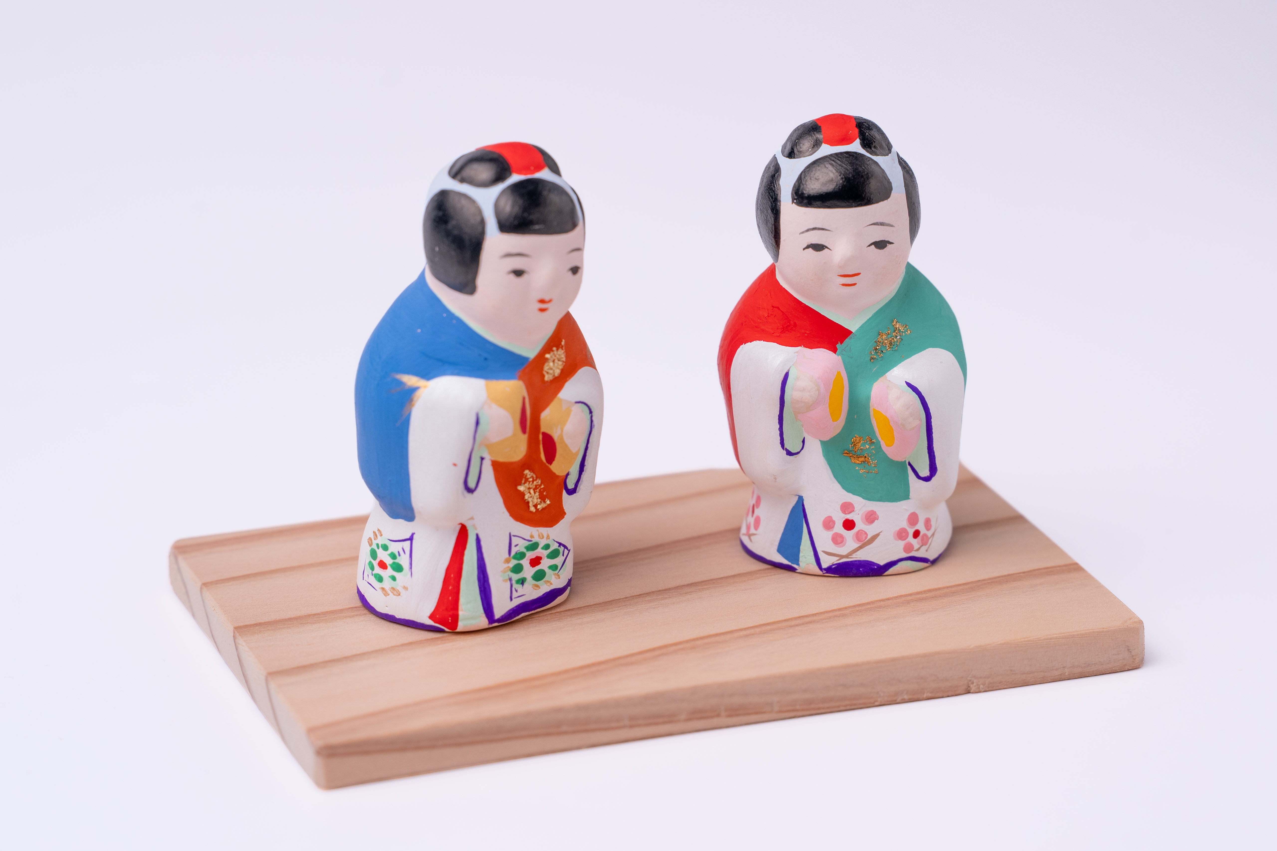 佐土原人形（高約 60 mm） 「饅頭喰い人形」日本×台灣限定雙人偶組