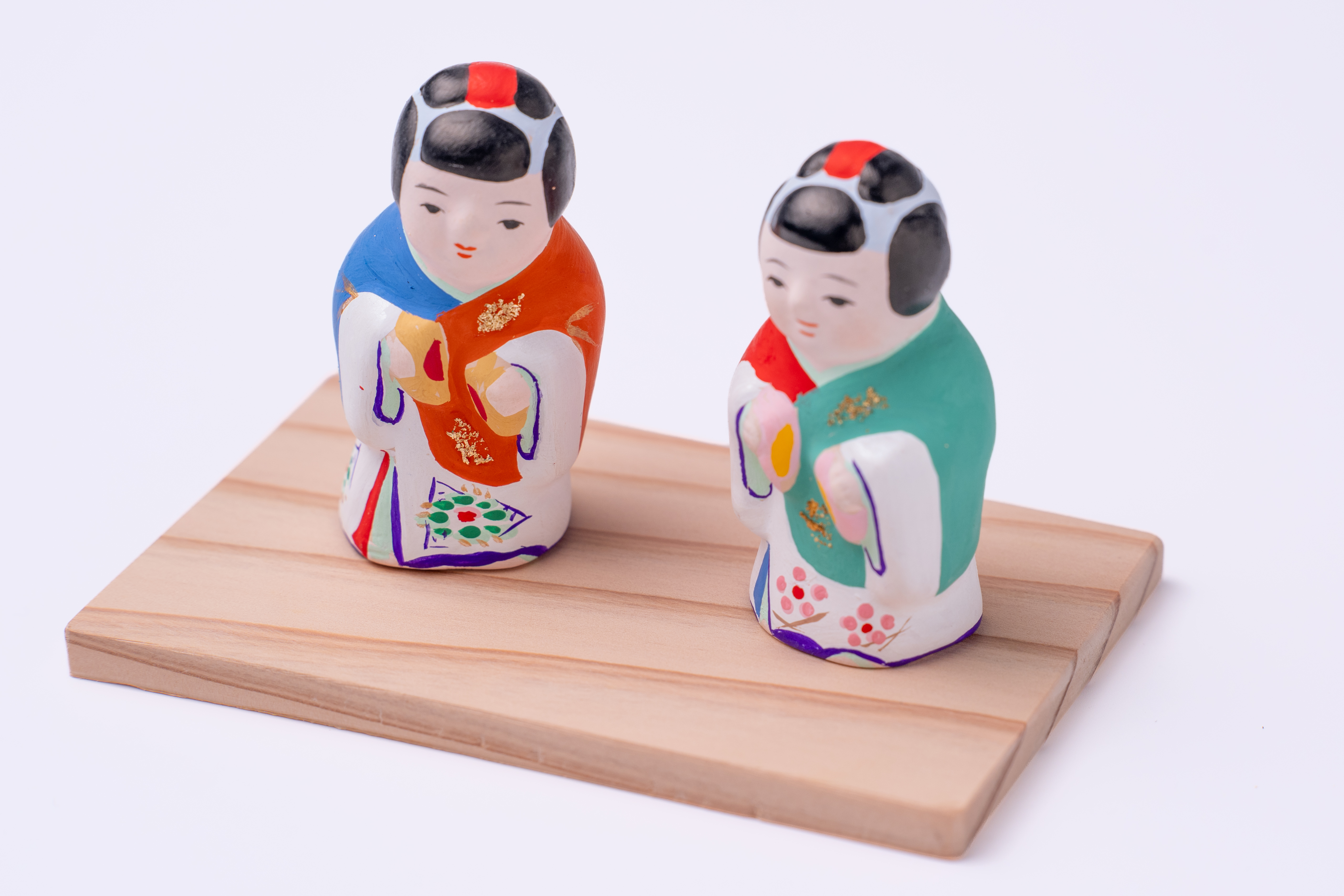 佐土原人形（高約 60 mm） 「饅頭喰い人形」日本×台灣限定雙人偶組