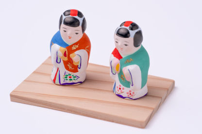 佐土原人形（高約 60 mm） 「饅頭喰い人形」日本×台灣限定雙人偶組