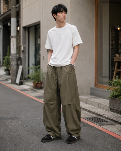 HT 「冰美」闊腿傘兵褲 涼感衝鋒褲 ｜復古質感拉滿