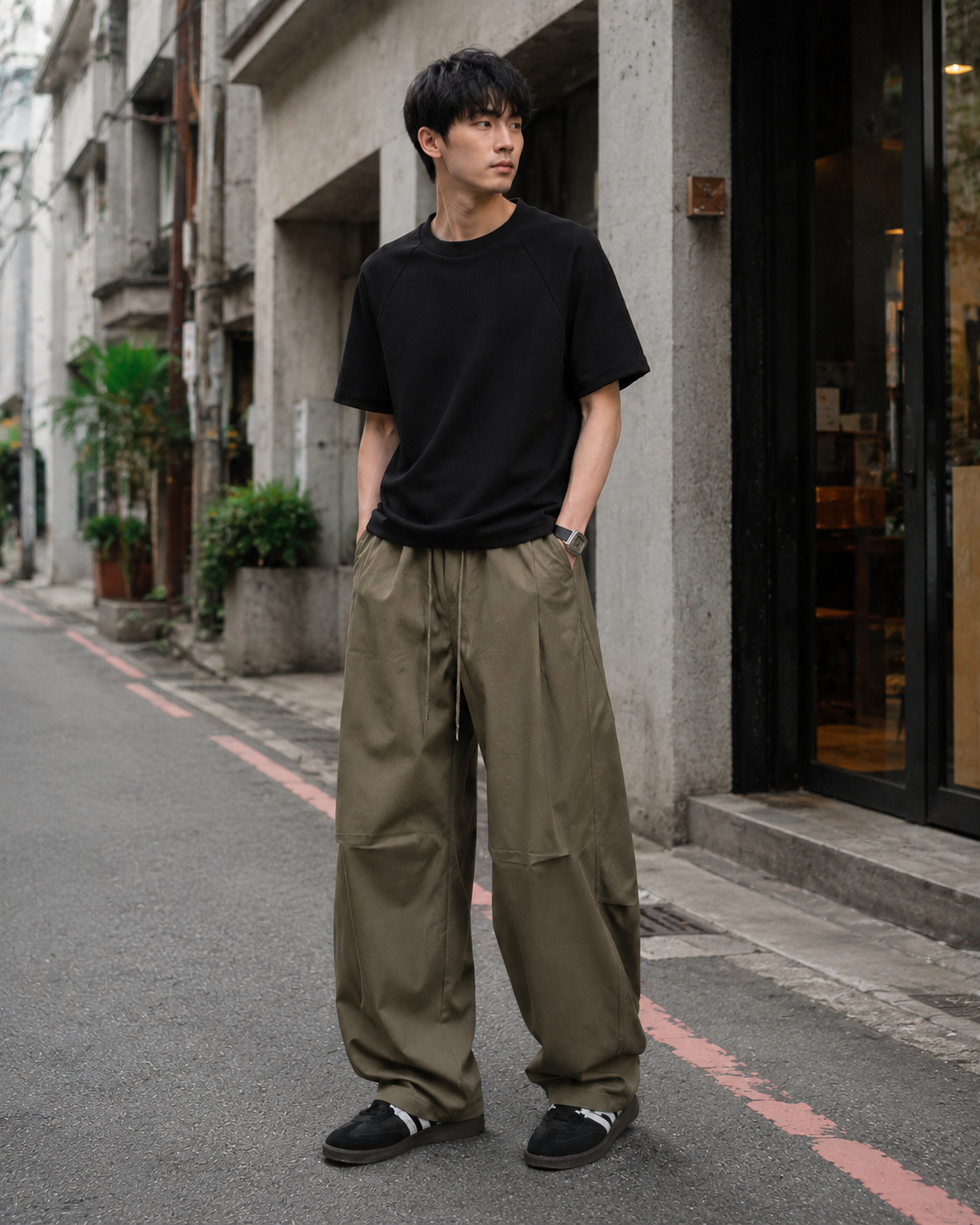 HT 「冰美」闊腿傘兵褲 涼感衝鋒褲 ｜復古質感拉滿