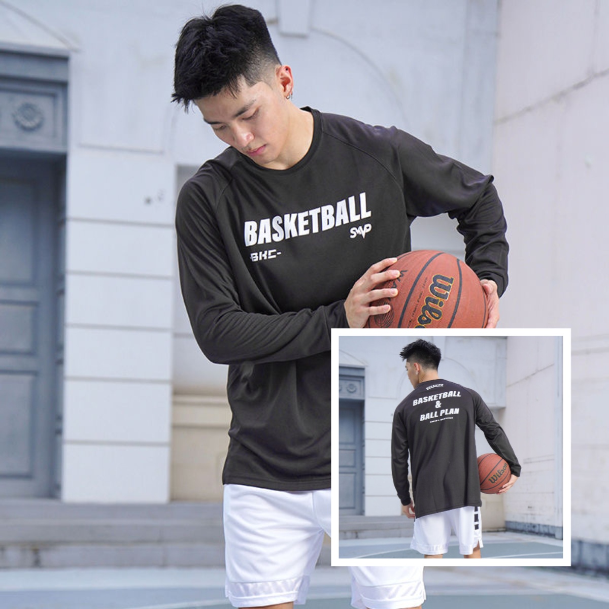 BKI SMVP秋季美式長袖投籃服 速乾吸汗 圓領 健身徒步 跑步騎行