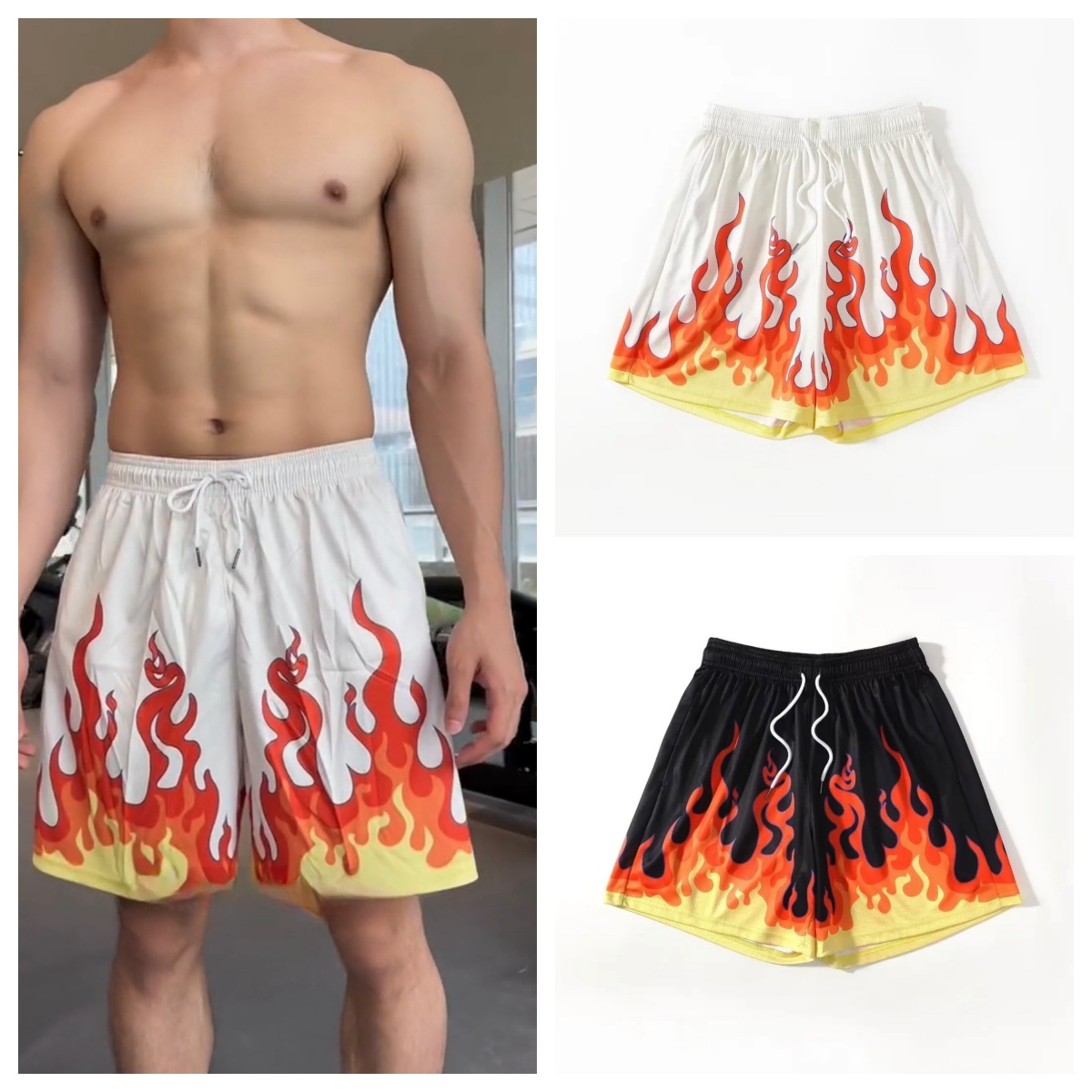 FIRE 美式運動短褲 夏季短褲 四分褲 休閒寬鬆 透氣速乾