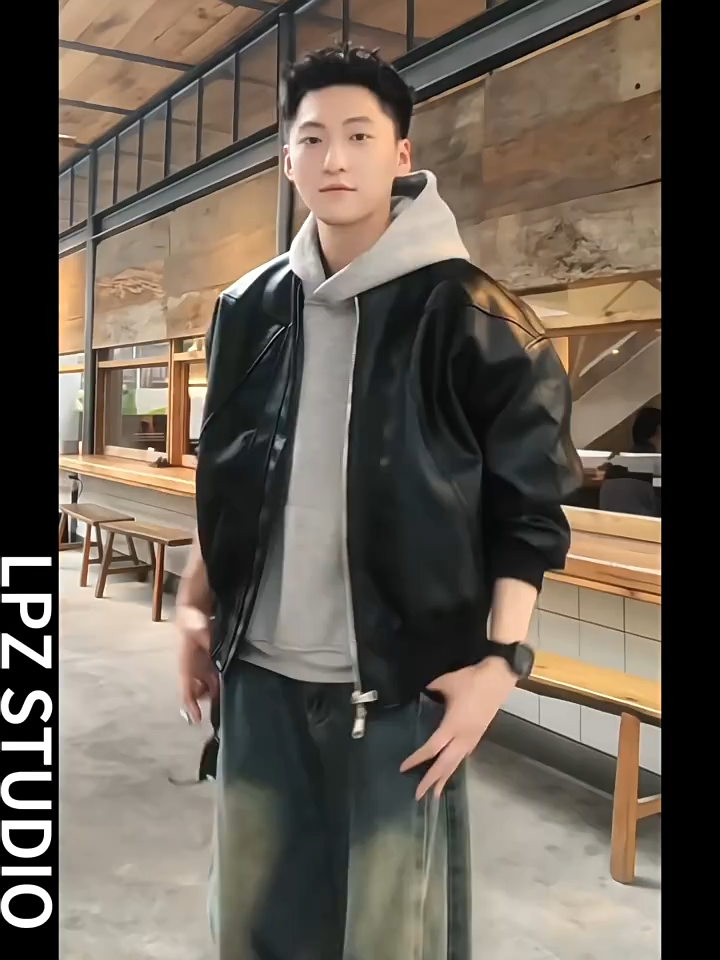 美式高街牛仔褲 直筒寬鬆斜切設計 復古風