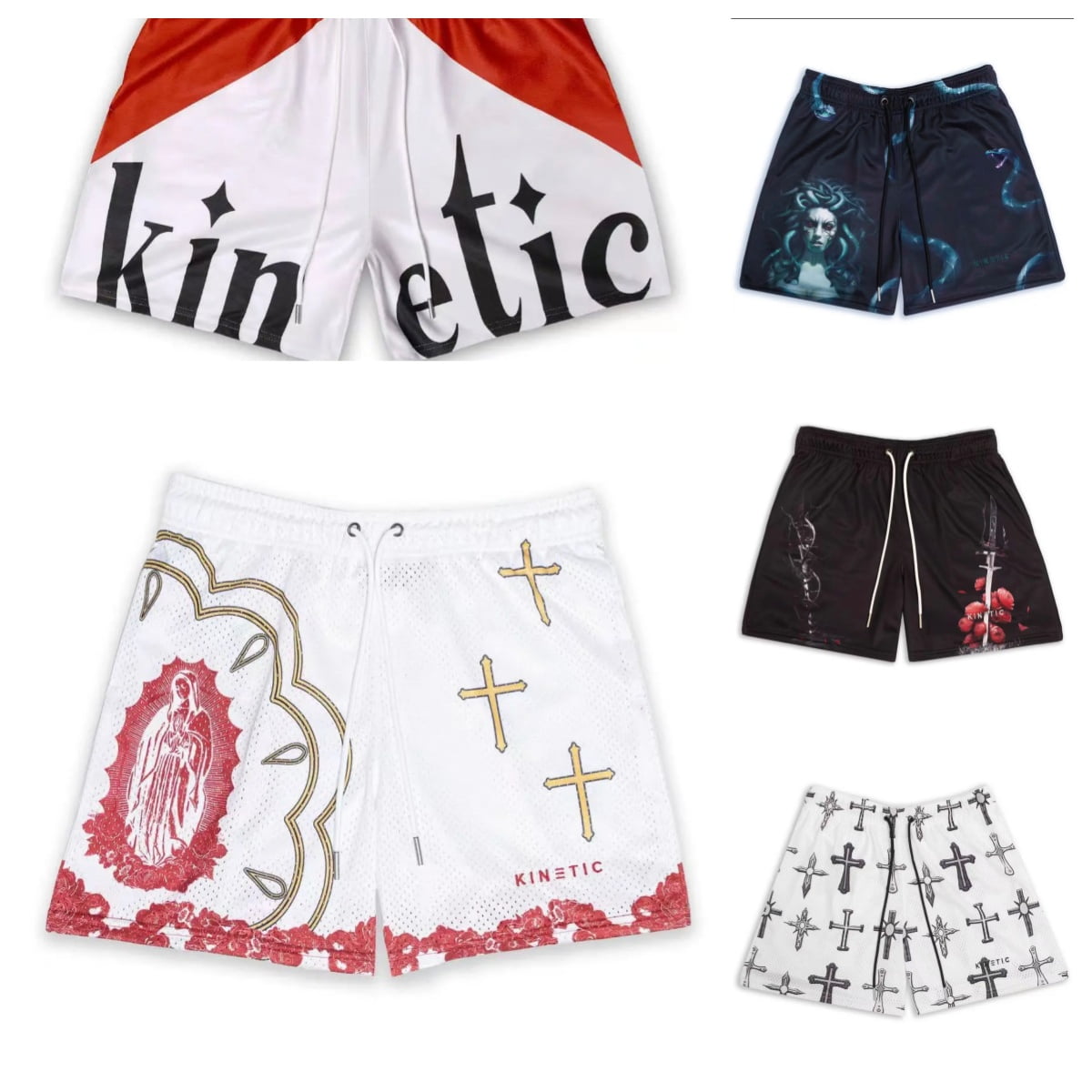 KINE美式四分短褲  潮流刺繡 速乾透氣 健身運動短褲