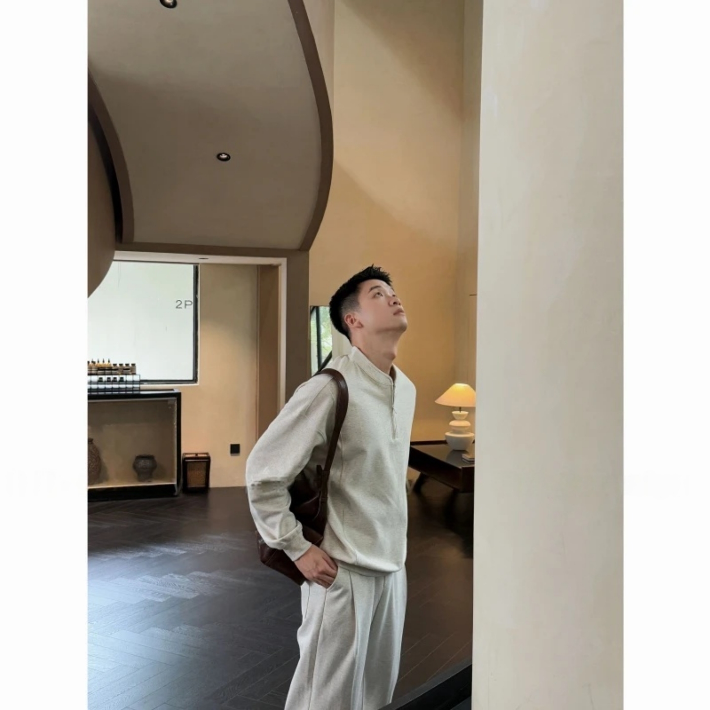 秋冬 男士休閒套裝 高知風 立領半拉鍊上衣+鬆緊休閒長褲｜休閒百搭