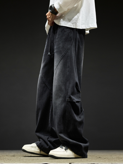 YS 工裝牛仔褲 微喇褲型 寬鬆直筒 多口袋