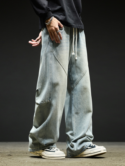 YS 工裝牛仔褲 微喇褲型 寬鬆直筒 多口袋