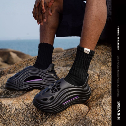 「外星人」外穿拖鞋 洞洞鞋 防滑增高6CM 沙灘鞋 柔軟百搭｜建議都拍大一個尺碼