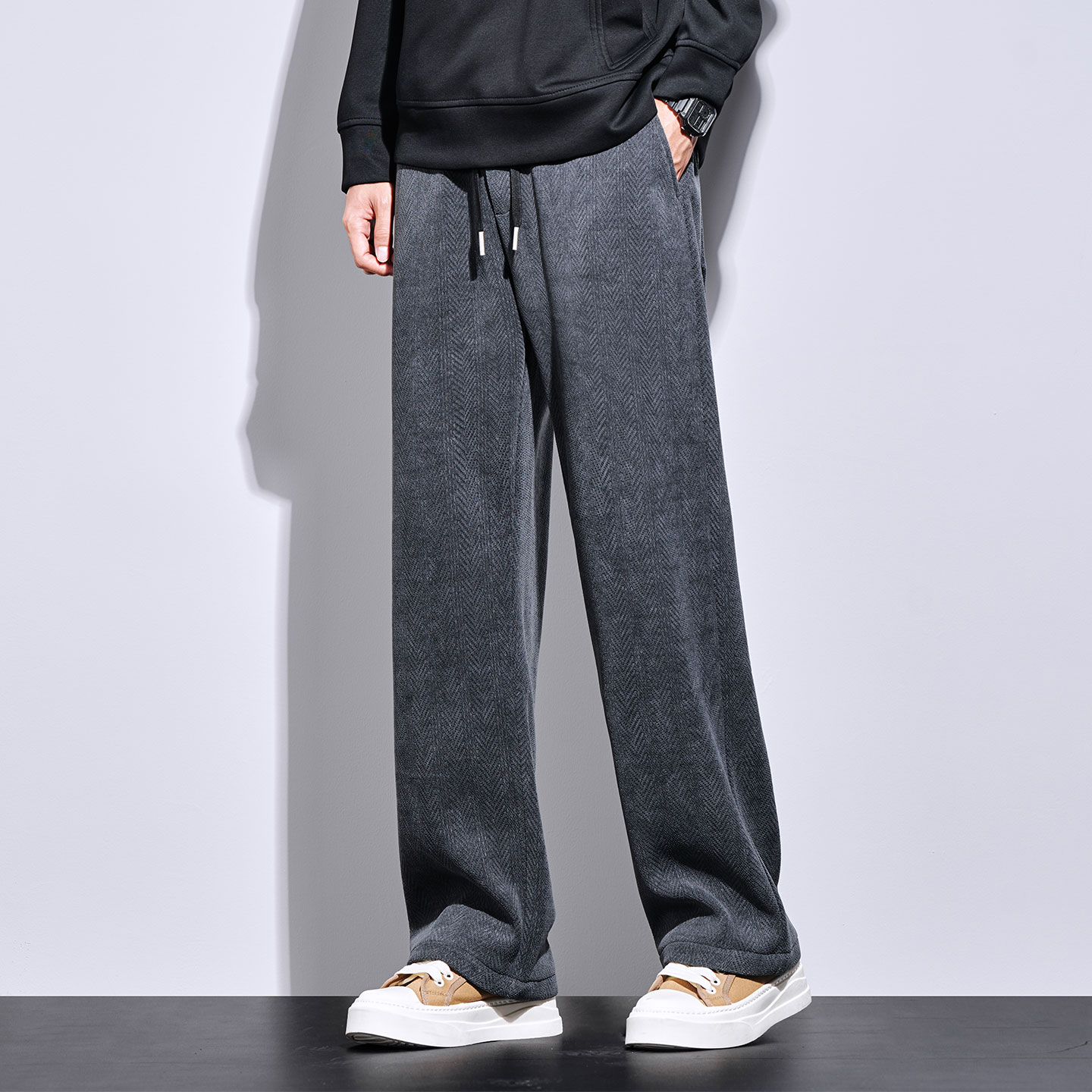 百搭神褲 秋冬燈芯絨長褲 鬆緊腰帶 垂順不褶皺