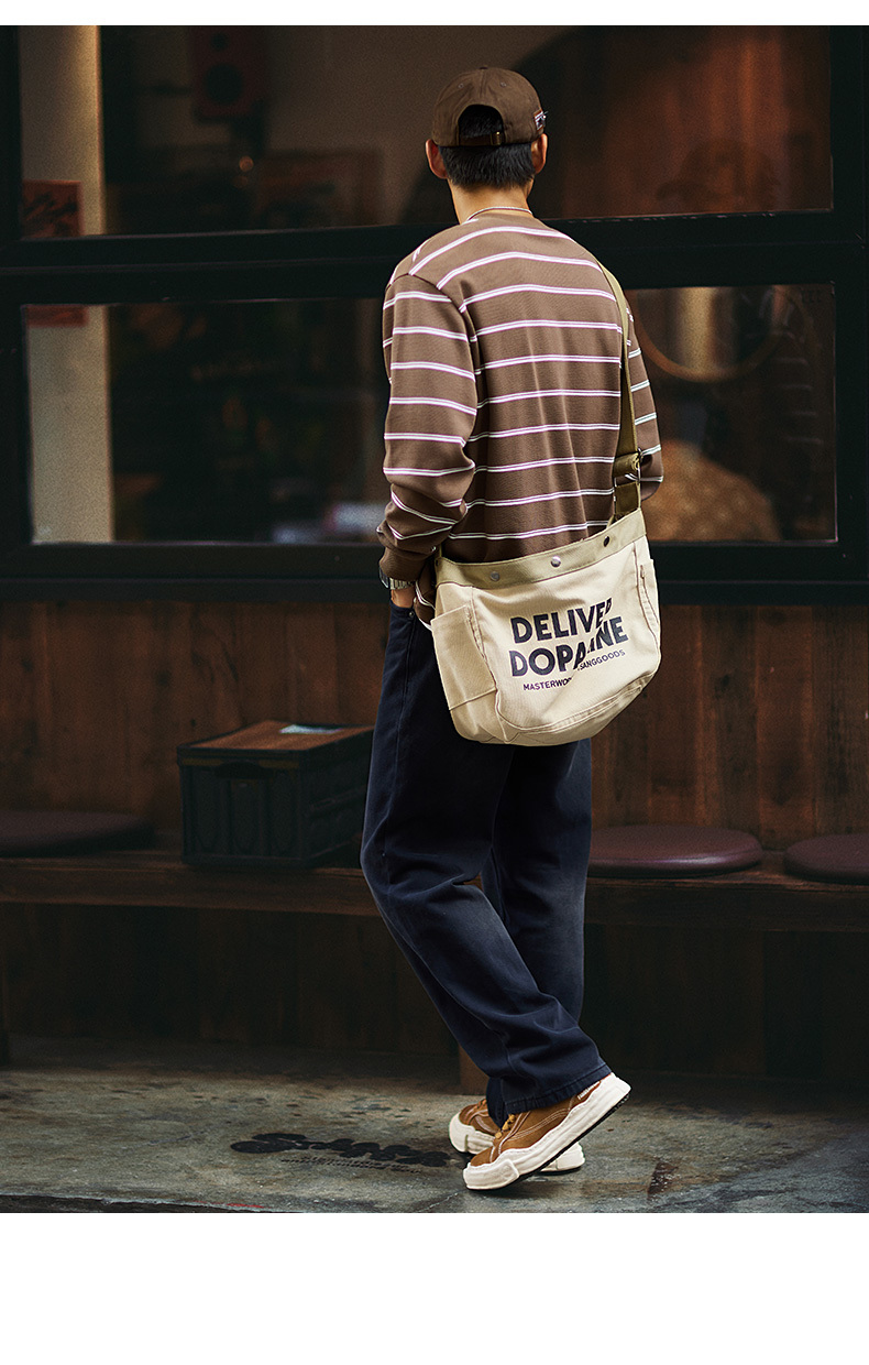 日式復古風 假兩件條紋衛衣 寬鬆圓領 休閒百搭